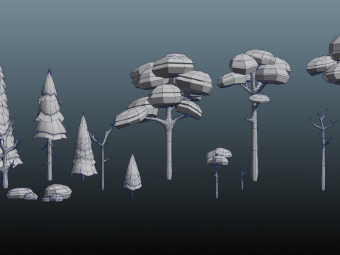 Game ready trees and forest elements Model 3D