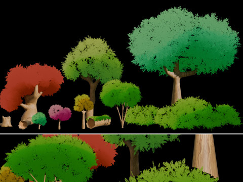 Stylized Trees and Foliage Modelo 3D