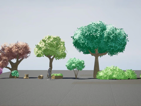 Stylized Trees and Foliage 3D Model