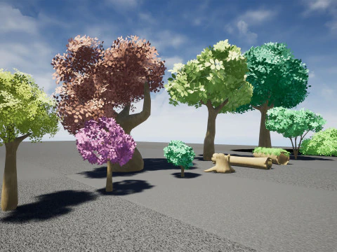 Stylized Trees and Foliage 3D Model