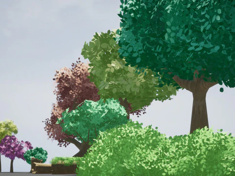 Stylized Trees and Foliage 3D Model