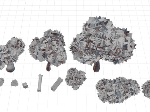 Stylized Trees and Foliage 3D Model
