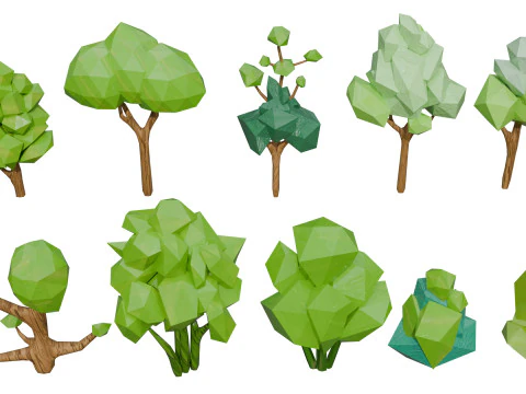 Paket Pohon Bergaya Dekonstruksi Model 3D