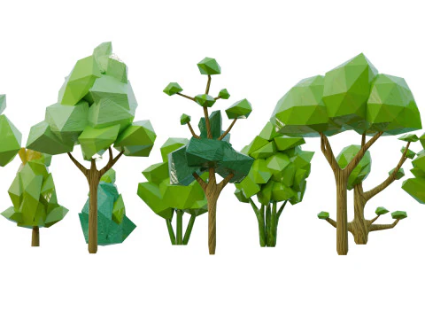 Paket Pohon Bergaya Dekonstruksi Model 3D