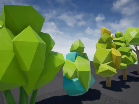 Paket Pohon Bergaya Dekonstruksi Model 3D