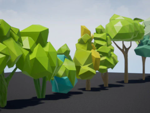 Paket Pohon Bergaya Dekonstruksi Model 3D