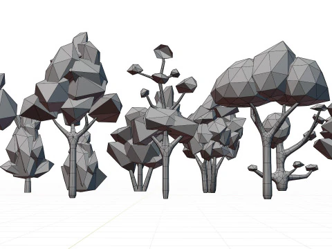 Paket Pohon Bergaya Dekonstruksi Model 3D