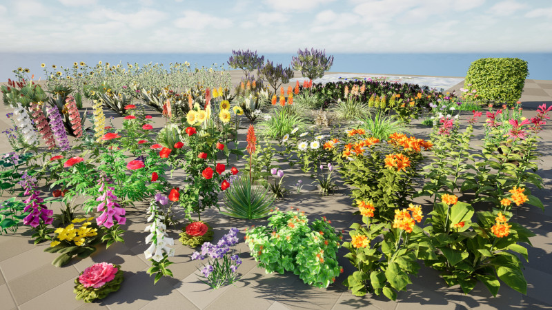 Realistic Low-Poly Outdoor Flowering Plants Modelo 3D .c4d .max .obj .3ds .fbx .stl .blend