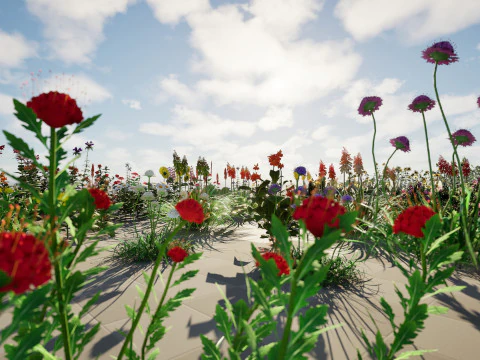 Piante da fiore da esterno realistiche a basso numero di poligoni Modello 3D