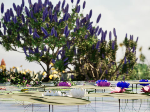 Piante da fiore da esterno realistiche a basso numero di poligoni Modello 3D