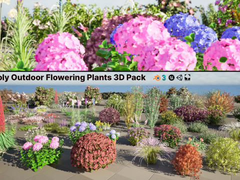 High-Poly Flowering Plants 3D Collection 01 3D Model