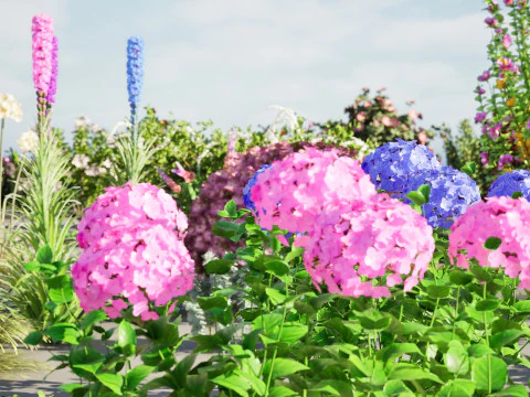 High-Poly Flowering Plants 3D Collection 01 3D Model