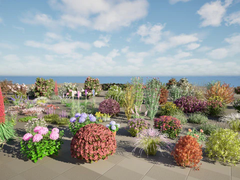 High-Poly Flowering Plants 3D Collection 01 3D Model