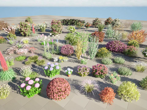 High-Poly Flowering Plants 3D Collection 01 3D Model