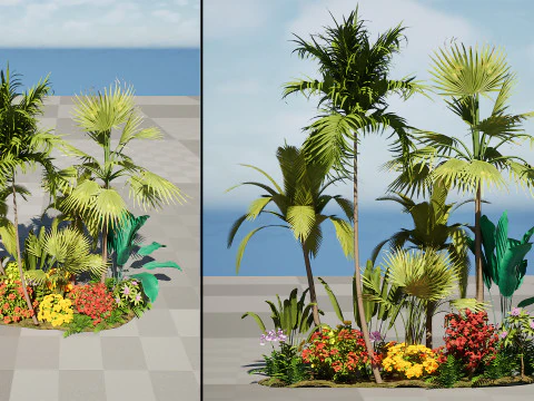 Tropical Island Plant Collection 3D Model