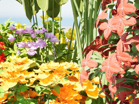 Tropical Island Plant Collection Model 3D