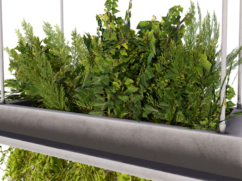 Modern Hanging Planter with Cascading Plants 3D Model