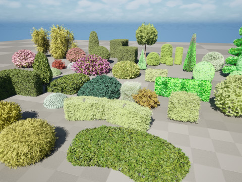 Shaped Bushes 3D Pack 01 3D Модель