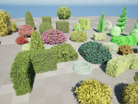 Shaped Bushes 3D Pack 01 3D Модель