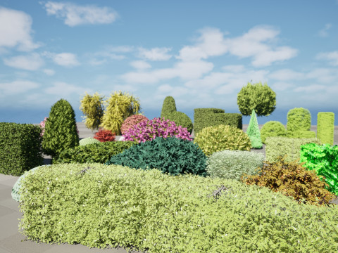Shaped Bushes 3D Pack 01 3D Модель
