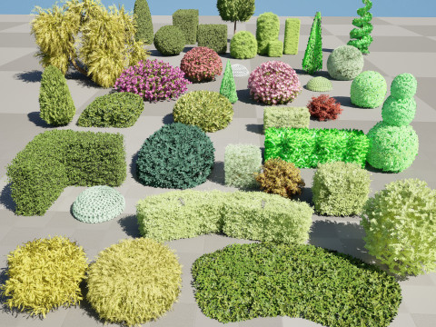 Shaped Bushes 3D Pack 01 3D मॉडल