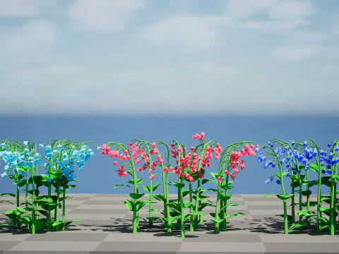 Australian Bluebell Flowers 3D Model