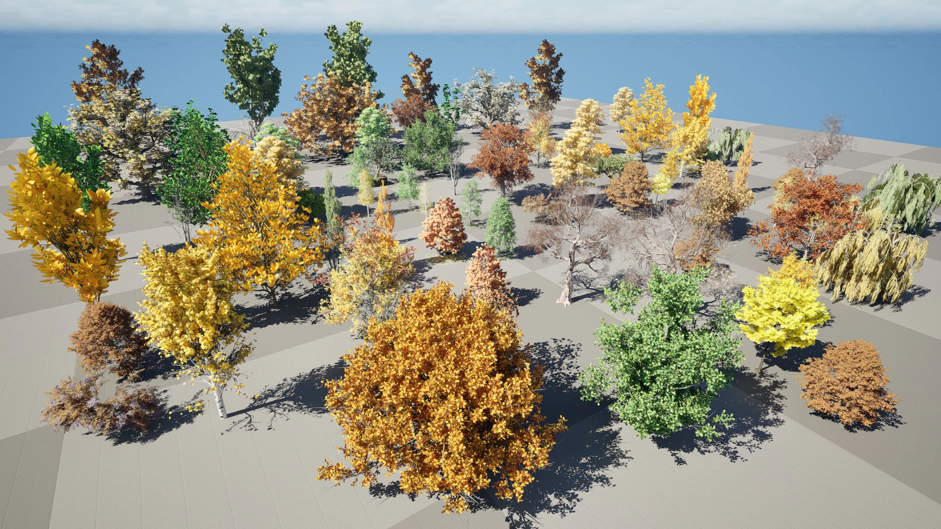 Fall Trees Collections 3D Model .c4d .max .obj .3ds .fbx .stl .blend 