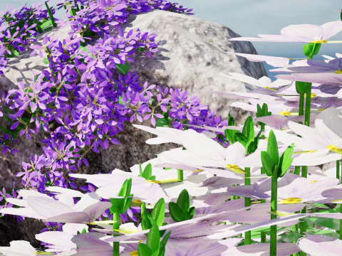 Autralian Purple Fanfare Flower 3D Model