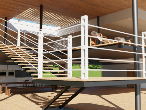 Modern Open House in Forest 3D Scene Modelo 3D