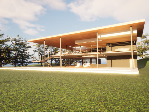 Modern Open House in Forest 3D Scene Modelo 3D