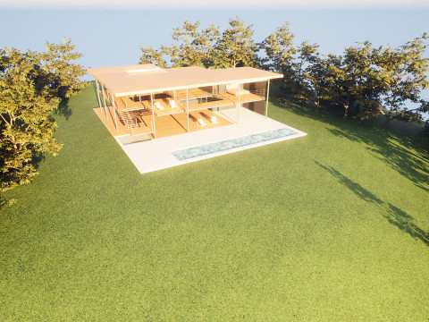 Modern Open House in Forest 3D Scene Modelo 3D