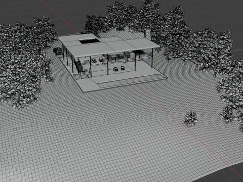 Modern Open House in Forest 3D Scene Modelo 3D