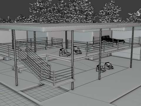 Modern Open House in Forest 3D Scene Modelo 3D