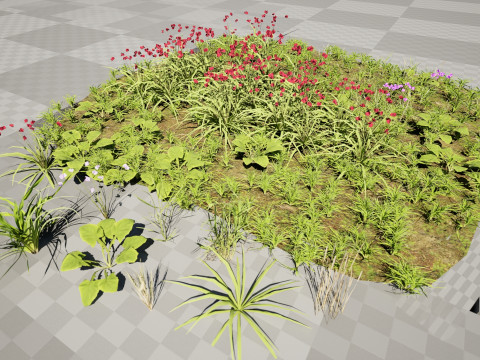 Wildflower Grass Cluster - Model 3D