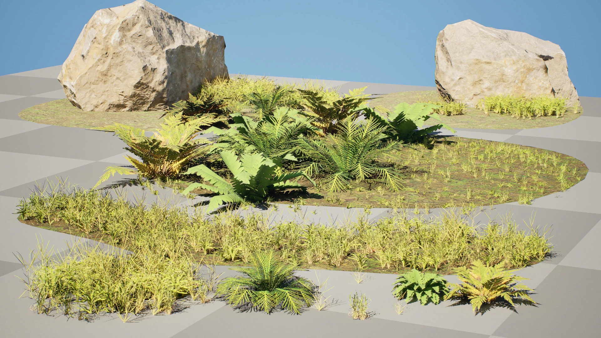 Game-Ready Nature Kit Grass Plants Stones 3D Model .c4d .max .obj .3ds .fbx .stl .blend 