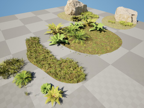Game-Ready Nature Kit Grass Plants Stones Modelo 3D