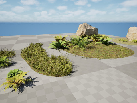 Game-Ready Nature Kit Grass Plants Stones Modelo 3D
