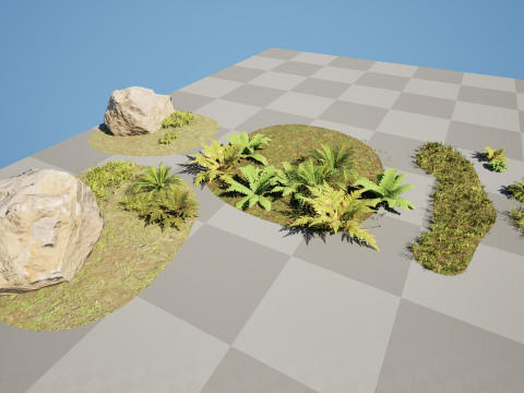 Game-Ready Nature Kit Grass Plants Stones Modelo 3D