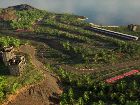 The Verdant Grand Prix - Unreal Engine Car Race Track Template 3D Модель