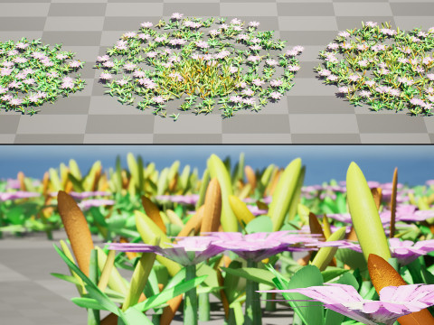 UK Purple Dewplant Pack 3D Model