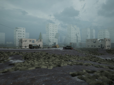 War-Torn City Battlefield Game Environment Model 3D