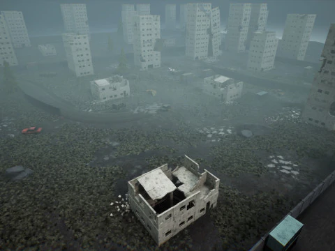 War-Torn City Battlefield Game Environment 3D Model