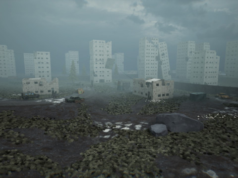 War-Torn City Battlefield Game Environment 3D Model