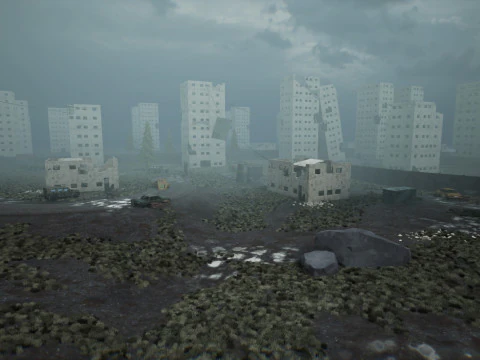 War-Torn City Battlefield Game Environment 3D Model