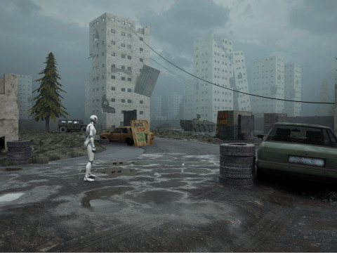 War-Torn City Battlefield Game Environment 3D Model
