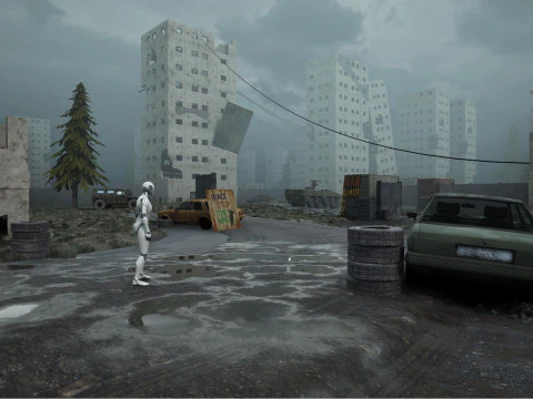 War-Torn City Battlefield Game Environment 3D Model