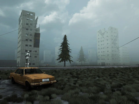 War-Torn City Battlefield Game Environment 3D Model