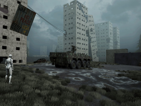 War-Torn City Battlefield Game Environment 3D Model