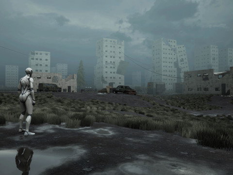 War-Torn City Battlefield Game Environment 3D Model