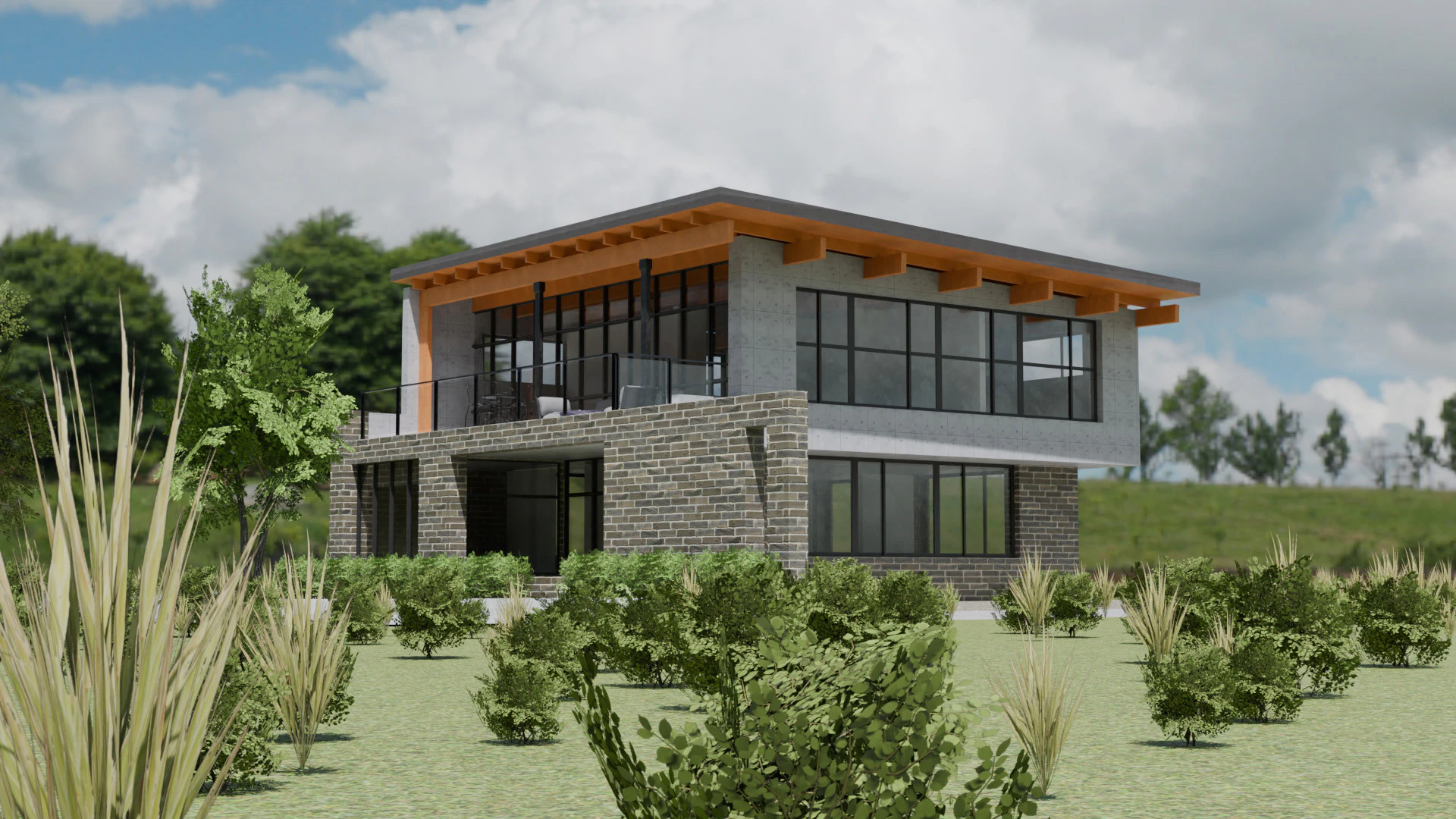 Immeuble de bureaux &agrave; deux &eacute;tages Modèle 3D .c4d .max .obj .3ds .fbx .stl .blend 